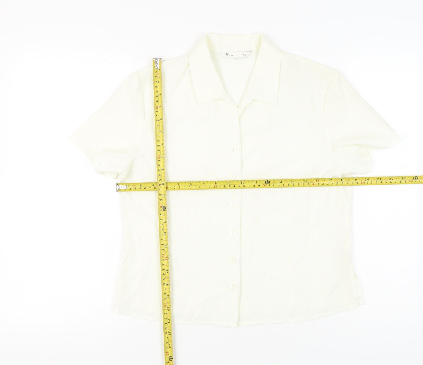 BHS Women’s Ivory Short Sleeve Button-Up Shirt Size 14