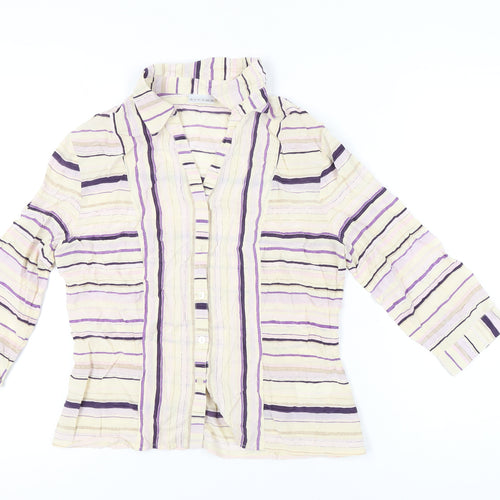 Alexon Womens Multicoloured Striped Blouse Size 12 Collared 3/4 Sleeve
