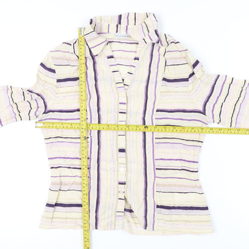 Alexon Womens Multicoloured Striped Blouse Size 12 Collared 3/4 Sleeve