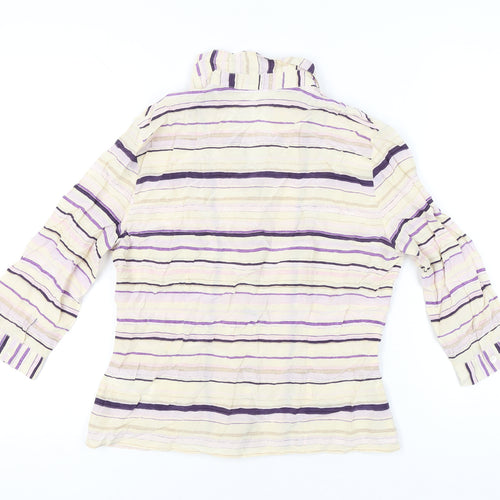 Alexon Womens Multicoloured Striped Blouse Size 12 Collared 3/4 Sleeve
