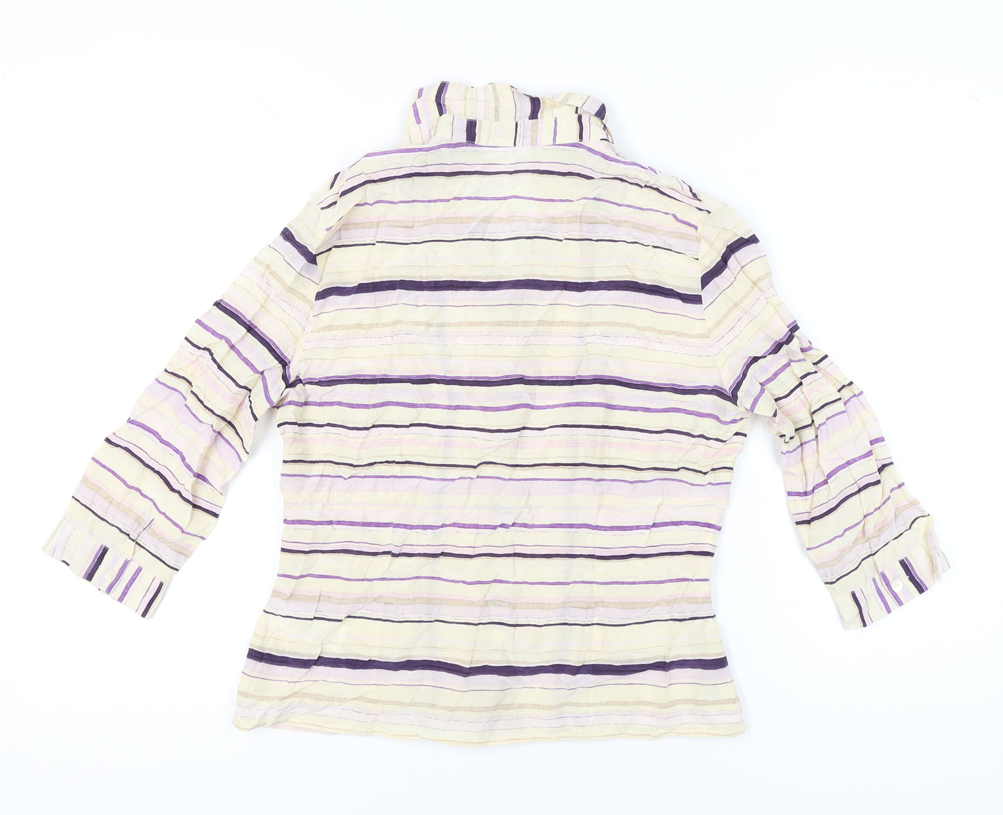 Alexon Womens Multicoloured Striped Blouse Size 12 Collared 3/4 Sleeve