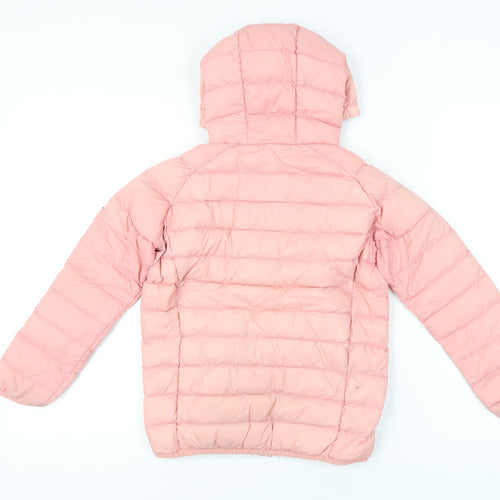 TOG24 Girls Pink Puffer Jacket 12 Years Hooded Quilted Down Coat