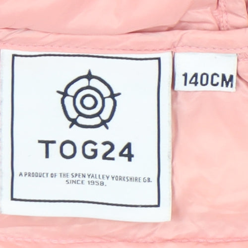 TOG24 Girls Pink Puffer Jacket 12 Years Hooded Quilted Down Coat