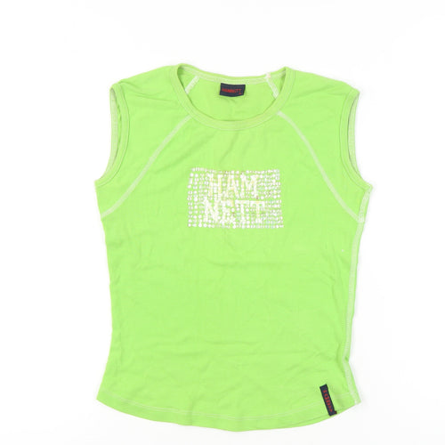 Hamnett Women’s Green Cotton Rhinestone Tank Top Size M