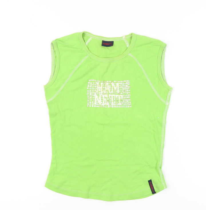 Hamnett Women’s Green Cotton Rhinestone Tank Top Size M