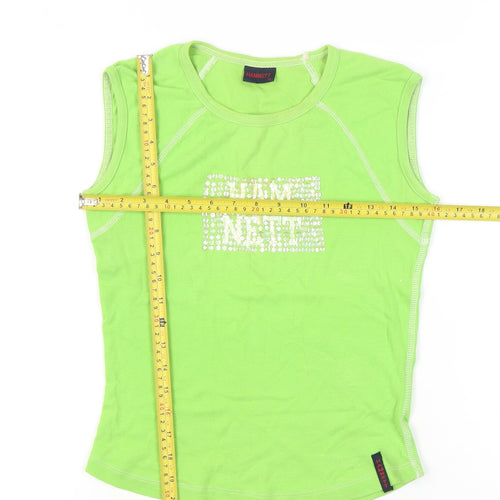Hamnett Women’s Green Cotton Rhinestone Tank Top Size M