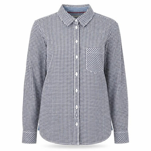 H&M Women Blue Check Cotton Button-Up Shirt Size 8 Long Sleeve
