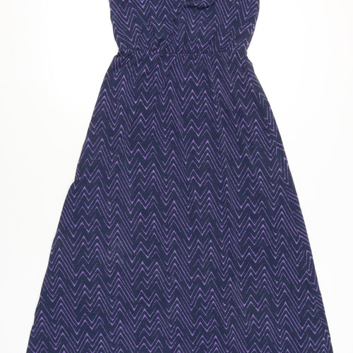 Gap Women’s Purple Chevron Midi A-Line Dress XS Sleeveless Scoop Neck