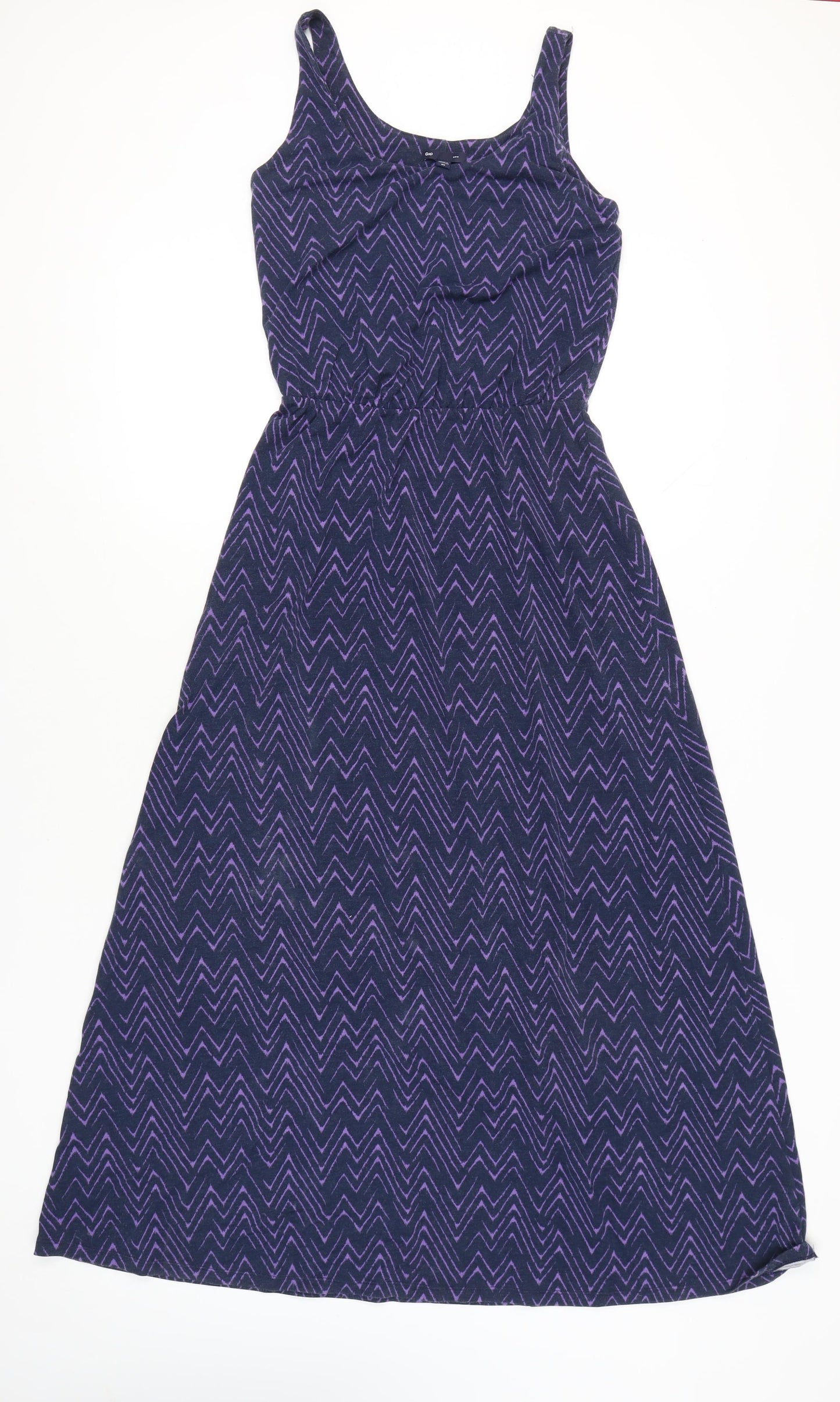 Gap Women’s Purple Chevron Midi A-Line Dress XS Sleeveless Scoop Neck