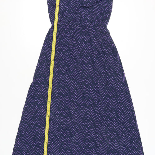 Gap Women’s Purple Chevron Midi A-Line Dress XS Sleeveless Scoop Neck