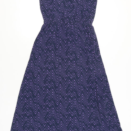 Gap Women’s Purple Chevron Midi A-Line Dress XS Sleeveless Scoop Neck