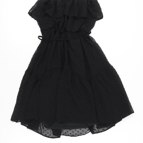 ASOS Women Black Size 10 Strapless Short Polka Dot Chiffon Dress