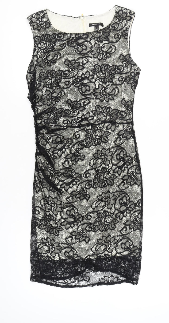 Mango Women’s Black Lace Knee Length Sheath Dress Size 12