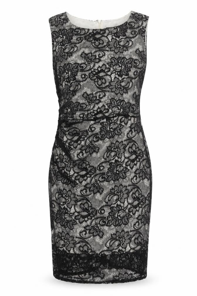Mango Women’s Black Lace Knee Length Sheath Dress Size 12