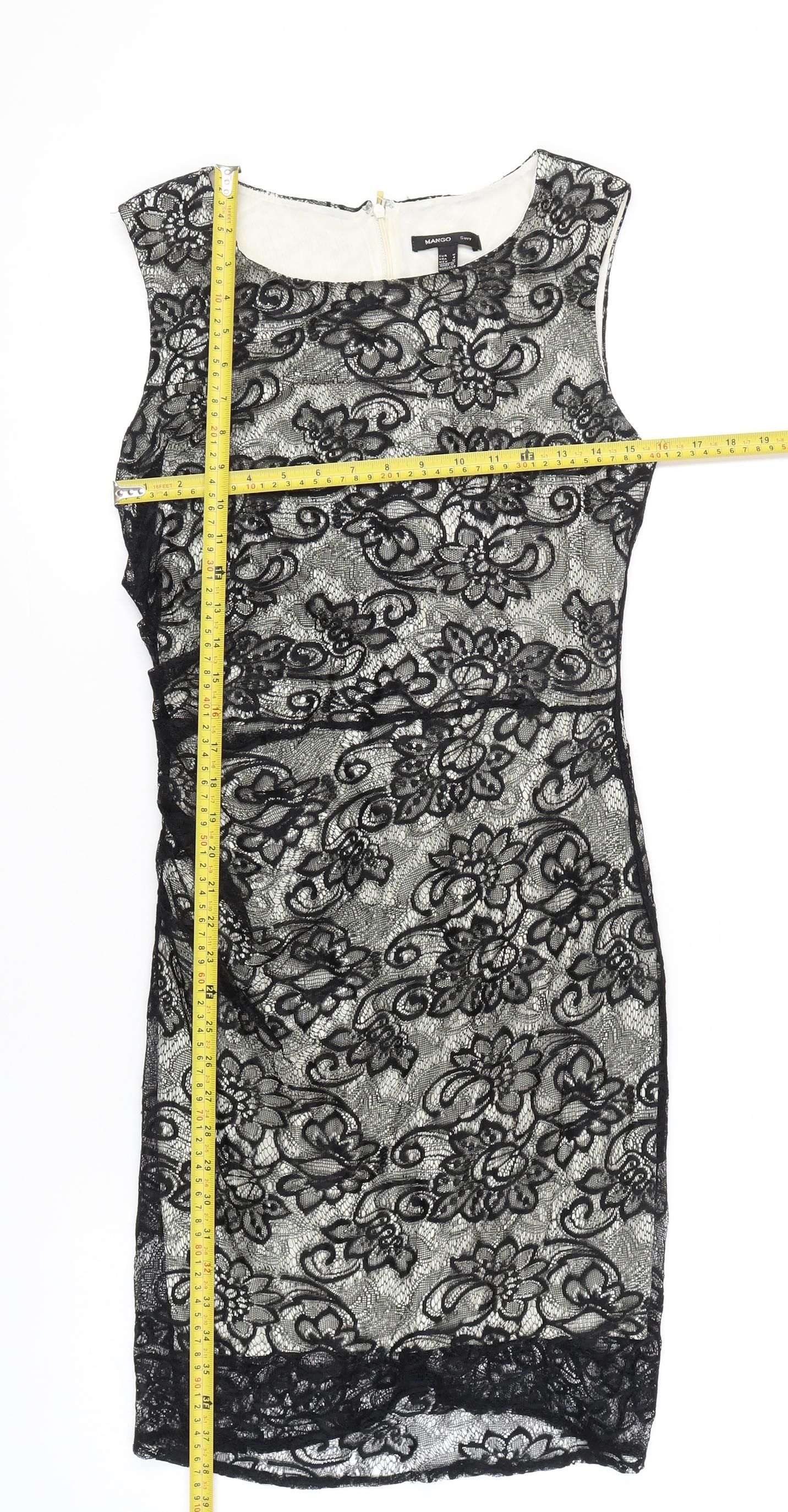 Mango Women’s Black Lace Knee Length Sheath Dress Size 12