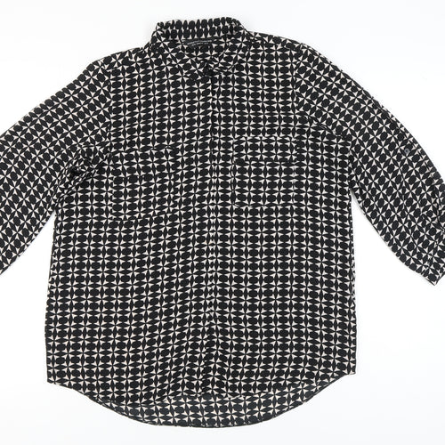 Dorothy Perkins Women’s Black Geometric Button-Up Shirt UK 14