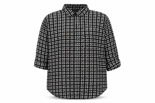 Front view of Dorothy Perkins Women’s Black Geometric Button-Up Shirt UK 14