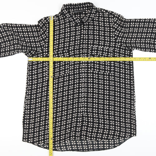 Dorothy Perkins Women’s Black Geometric Button-Up Shirt UK 14