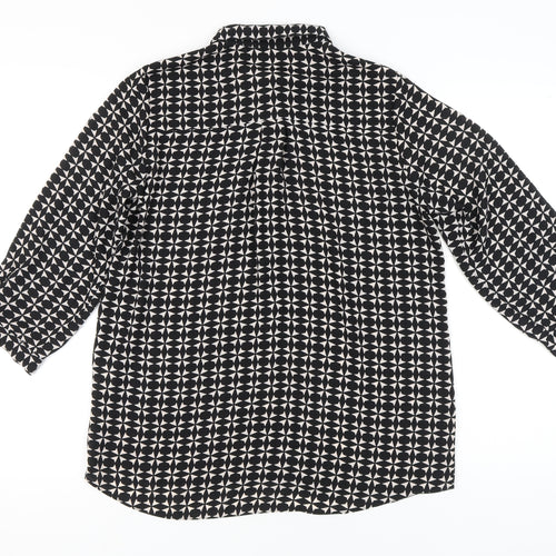Dorothy Perkins Women’s Black Geometric Button-Up Shirt UK 14