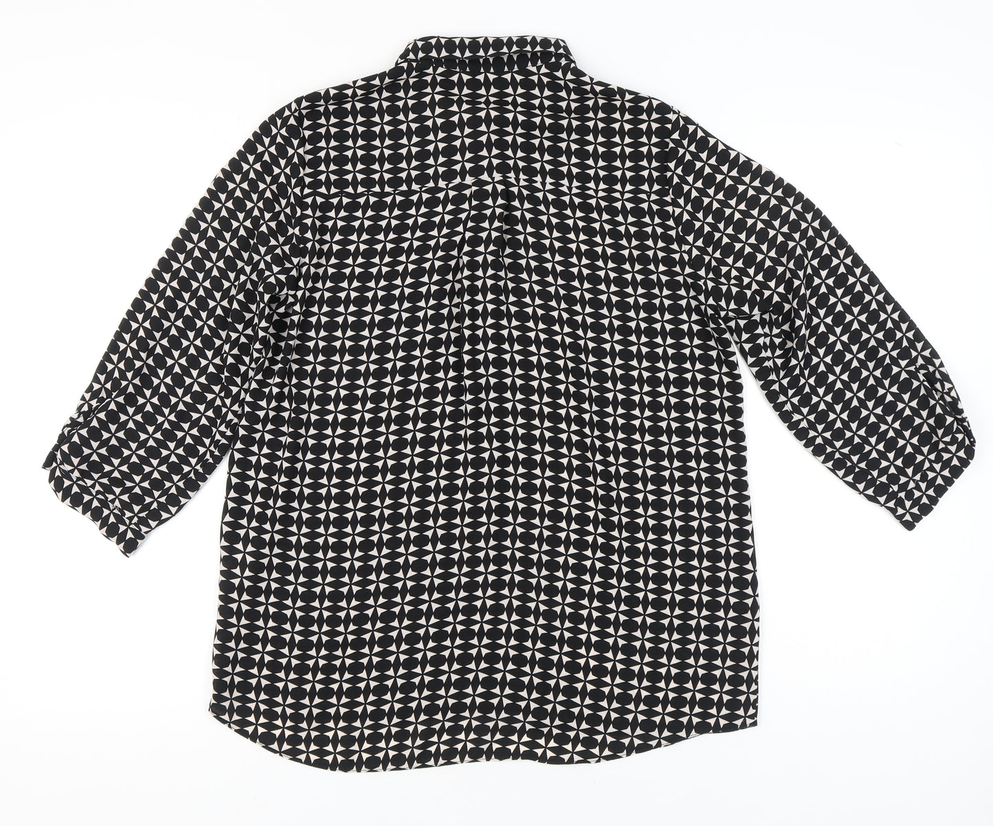 Dorothy Perkins Women’s Black Geometric Button-Up Shirt UK 14