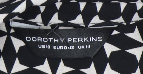 Dorothy Perkins Women’s Black Geometric Button-Up Shirt UK 14