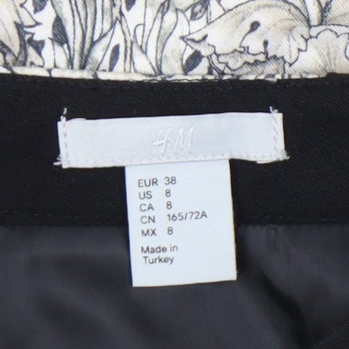 H&M Women’s Black White Floral Pencil Skirt Size 10 Knee Length