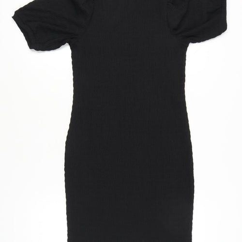 Pieces Women’s Black XS Bodycon Puff Sleeve Knee Dress