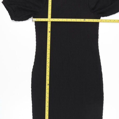 Pieces Women’s Black XS Bodycon Puff Sleeve Knee Dress