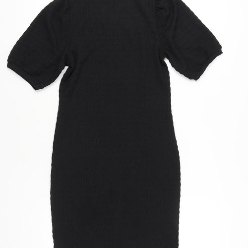 Pieces Women’s Black XS Bodycon Puff Sleeve Knee Dress