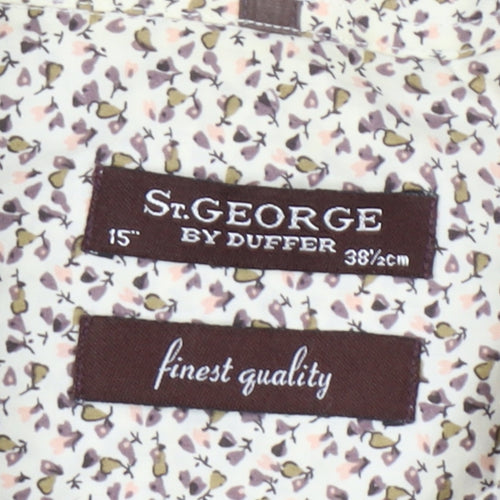 St George by Duffer Men’s Multicoloured Floral Cotton Dress Shirt Size 15
