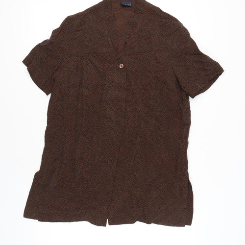 Alexon Women’s Brown Animal Print Blouse Size 14 Short Sleeve