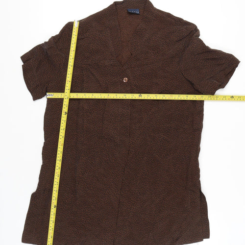 Alexon Women’s Brown Animal Print Blouse Size 14 Short Sleeve
