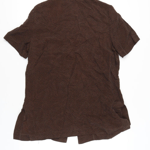 Alexon Women’s Brown Animal Print Blouse Size 14 Short Sleeve