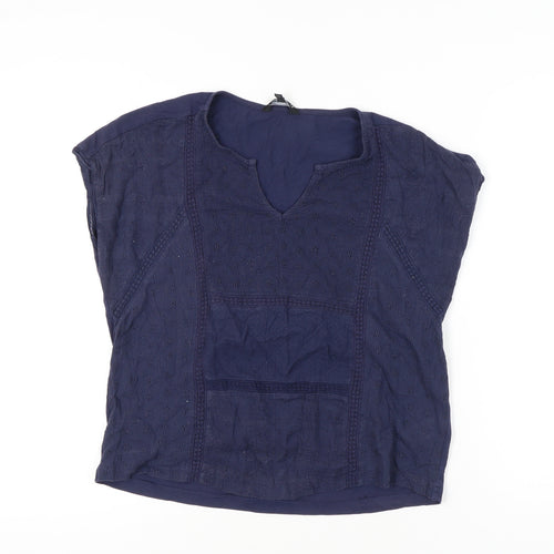 Next Women’s Blue Cotton Tunic Blouse UK 10 Sleeveless Summer Top