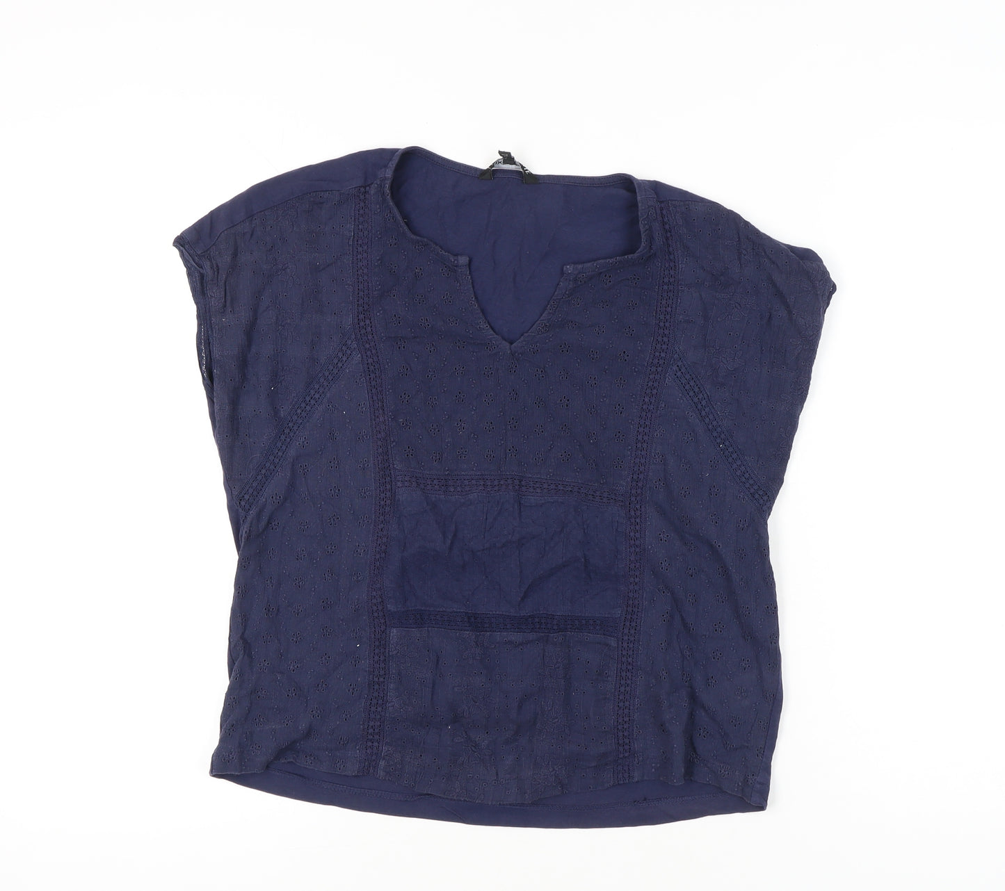 Next Women’s Blue Cotton Tunic Blouse UK 10 Sleeveless Summer Top