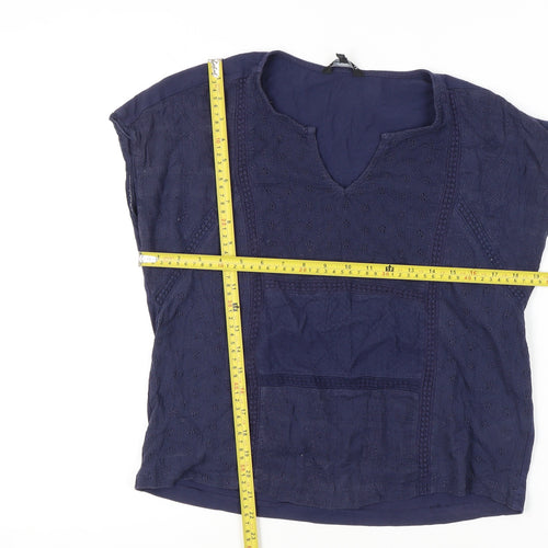 Next Women’s Blue Cotton Tunic Blouse UK 10 Sleeveless Summer Top