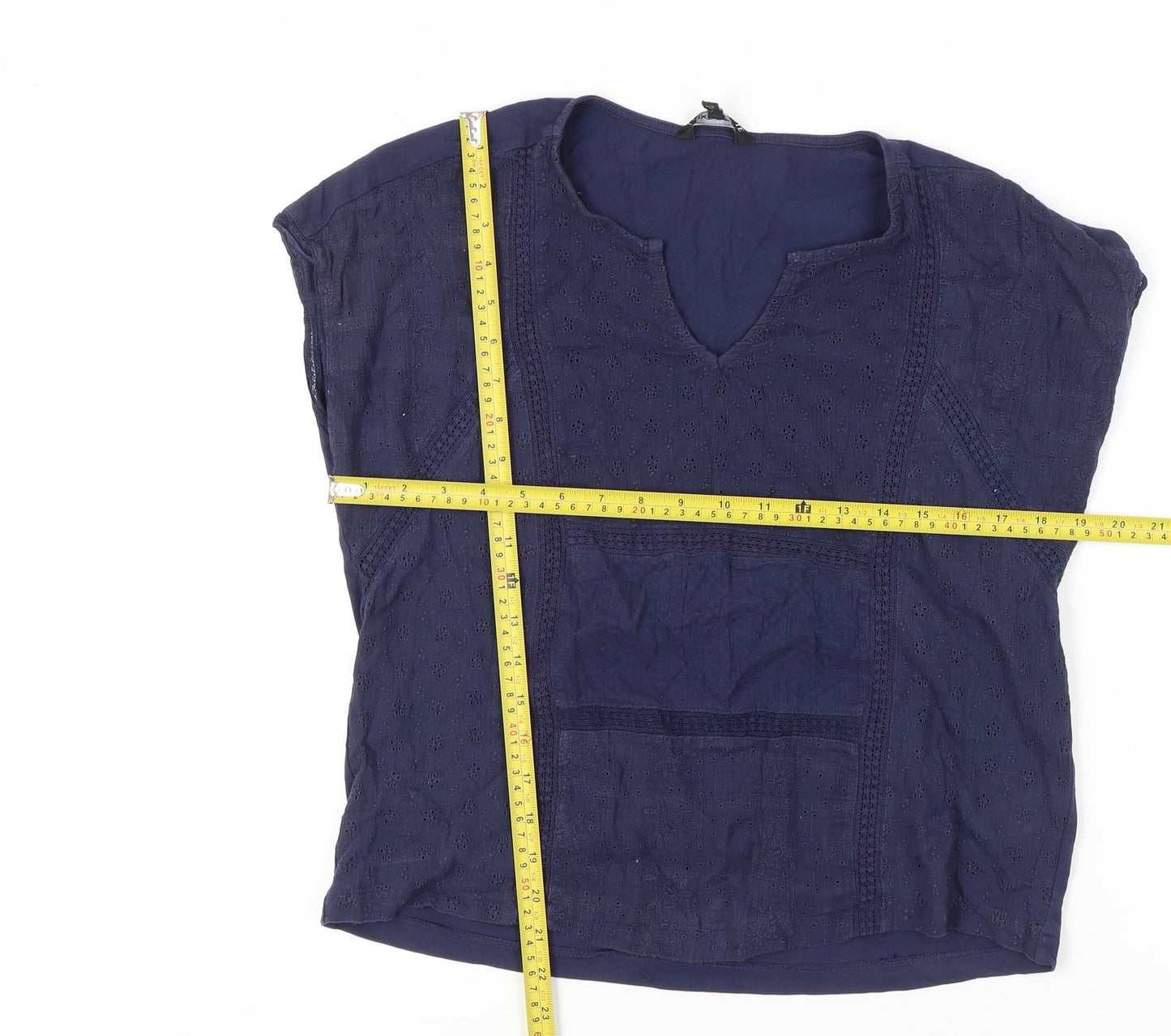Next Women’s Blue Cotton Tunic Blouse UK 10 Sleeveless Summer Top