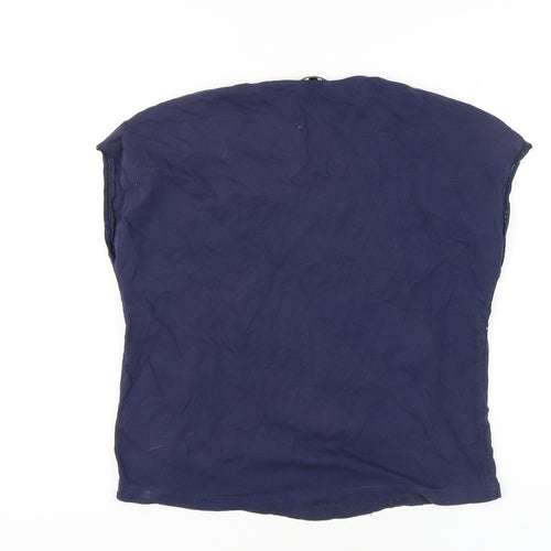 Next Women’s Blue Cotton Tunic Blouse UK 10 Sleeveless Summer Top