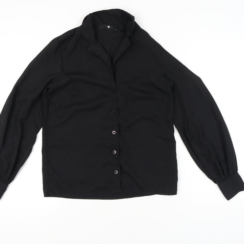 Very Women Black Size 6 Button-Up Long Sleeve Polyester Shirt