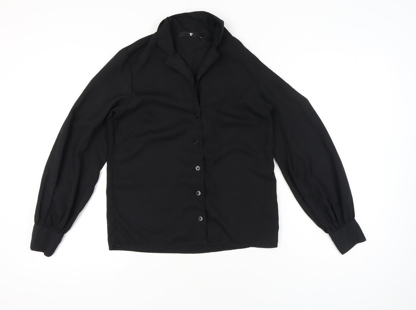 Very Women Black Size 6 Button-Up Long Sleeve Polyester Shirt