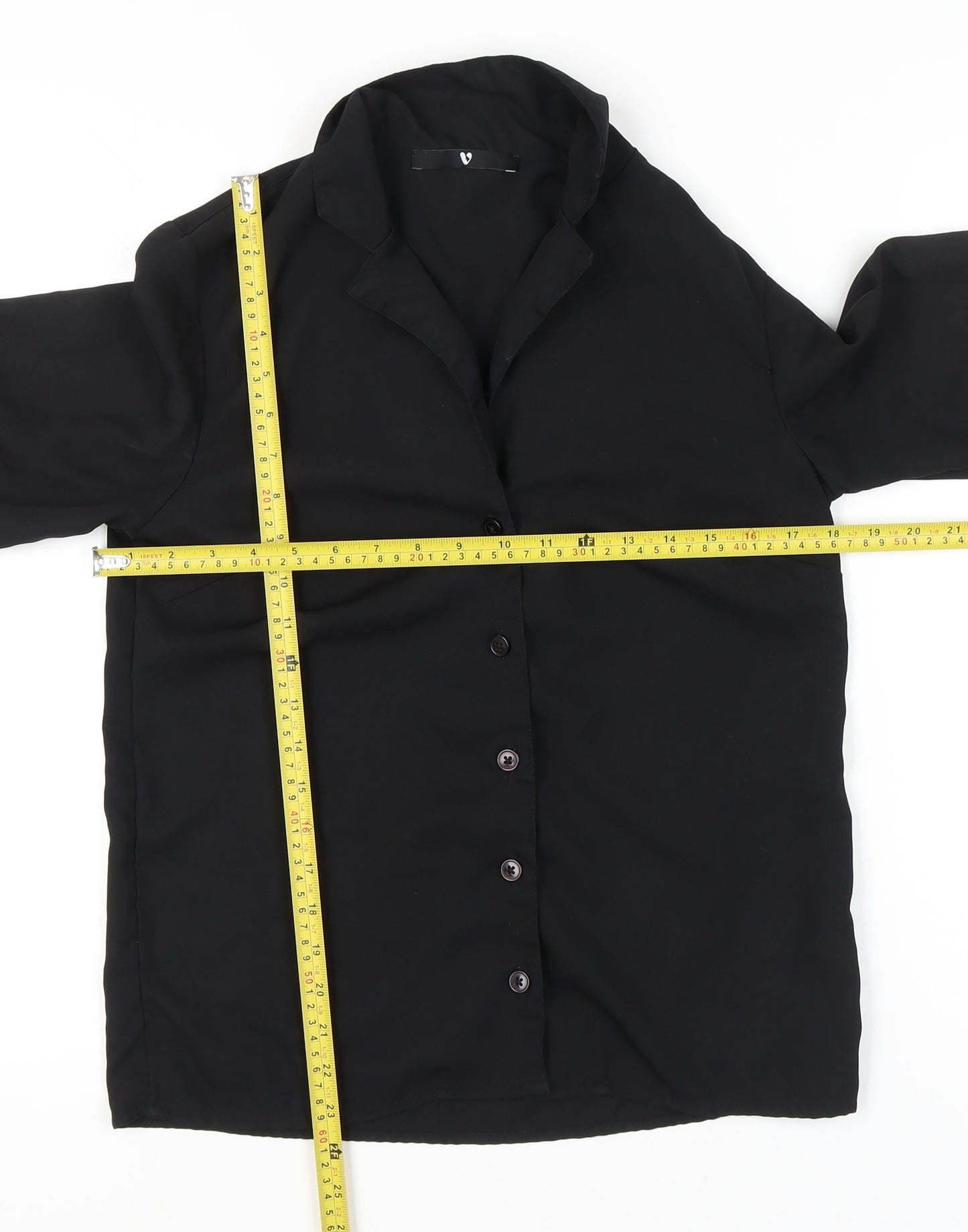 Very Women Black Size 6 Button-Up Long Sleeve Polyester Shirt