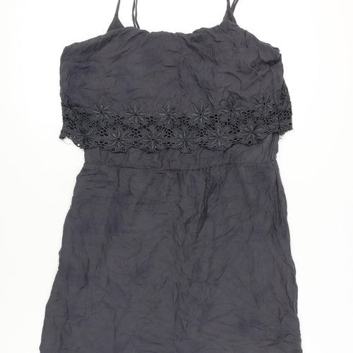 ONLY Women’s Black Size 12 Slip Dress Embroidered Floral Summer Casual