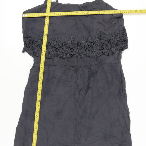 ONLY Women’s Black Size 12 Slip Dress Embroidered Floral Summer Casual