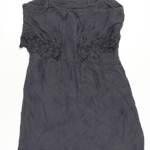 ONLY Women’s Black Size 12 Slip Dress Embroidered Floral Summer Casual