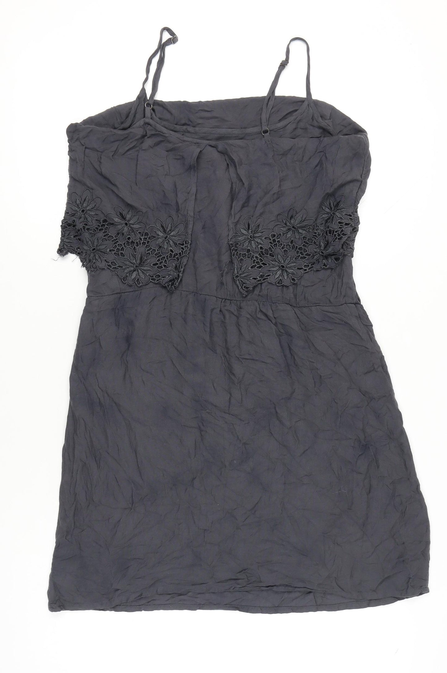 ONLY Women’s Black Size 12 Slip Dress Embroidered Floral Summer Casual