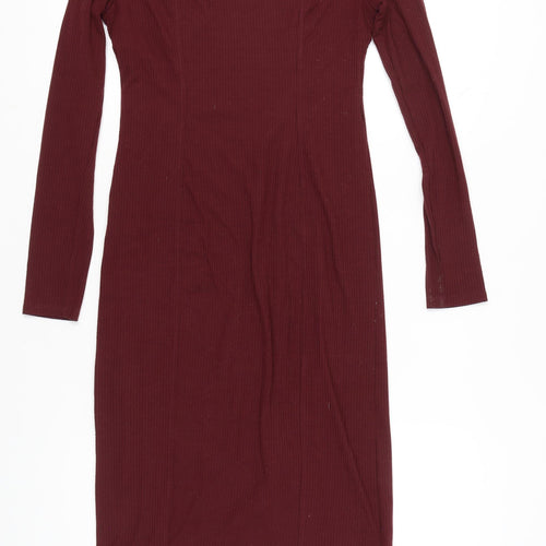 Fourteenth Place Women’s Red Bodycon Midi Dress Size S Long Sleeve