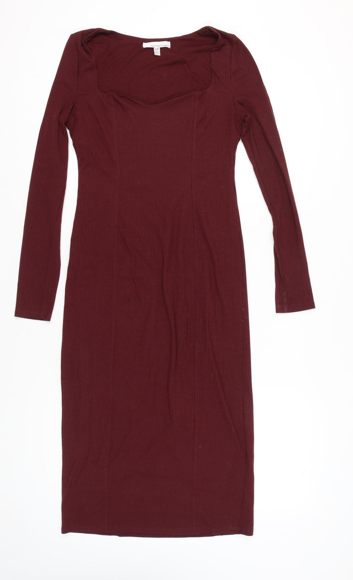 Fourteenth Place Women’s Red Bodycon Midi Dress Size S Long Sleeve