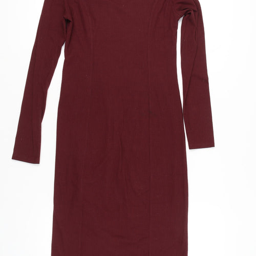 Fourteenth Place Women’s Red Bodycon Midi Dress Size S Long Sleeve