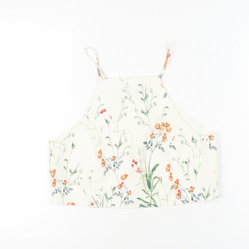 Zara Women Ivory Floral Halter Camisole Top Size 12