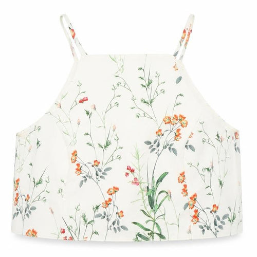 Zara Women Ivory Floral Halter Camisole Top Size 12